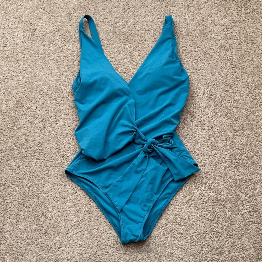 NWT Hanky Panky Wide Strap Wrap Tahiti Teal One Piece Swimsuit Size Small
